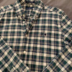 Simply Southern Plaid Men's Casual Long Sleave Button Down Shirt, Size Medium